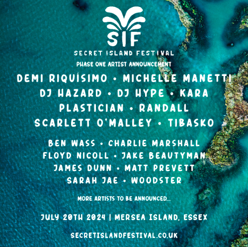 Award winning Secret Island Festival announces first wave of acts including DJ Hype, Demi Riquísimo and Kara