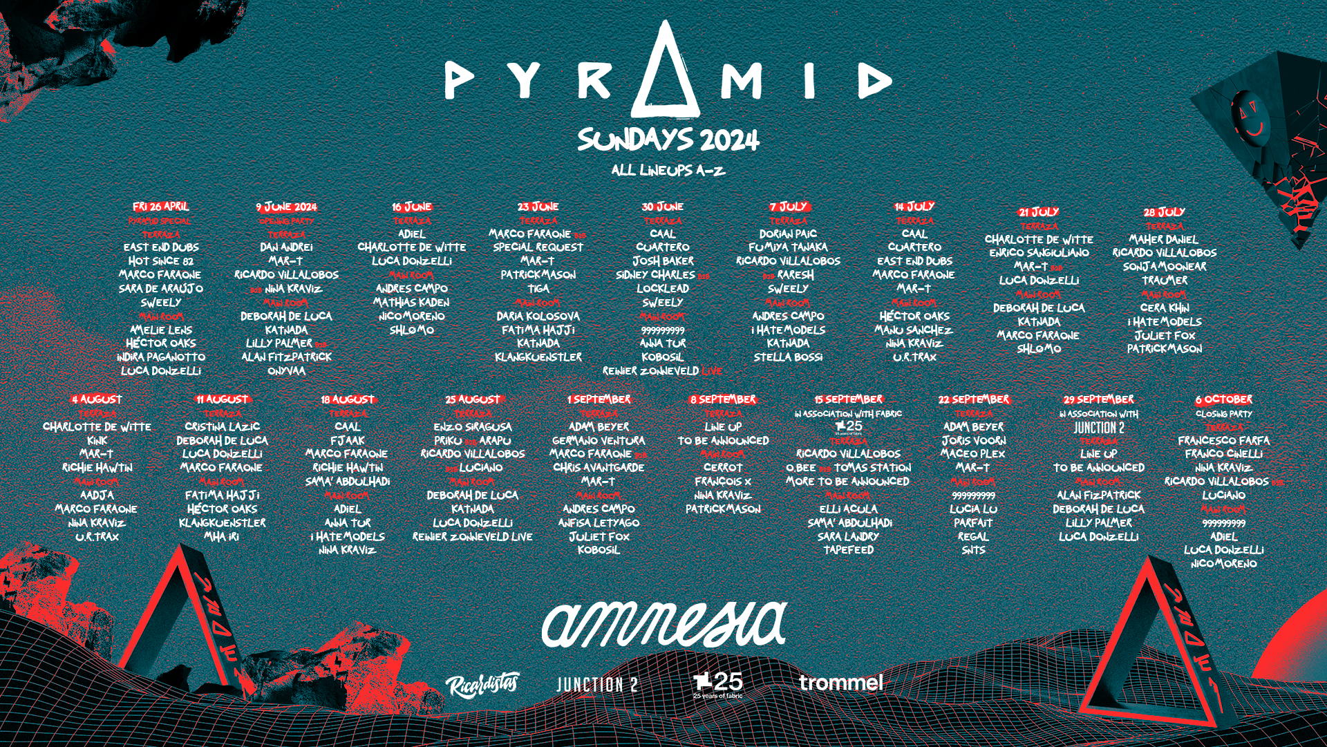 Pyramid at Amnesia Ibiza announces their weekly 2024 calendar